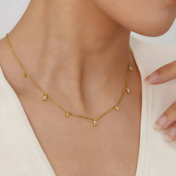 Anti Tarnish Gold-Toned Geometric Necklace