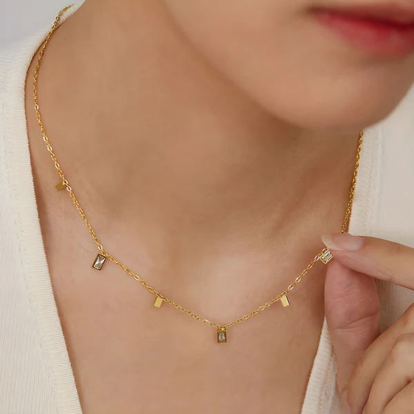 Anti Tarnish Gold-Toned Geometric Necklace